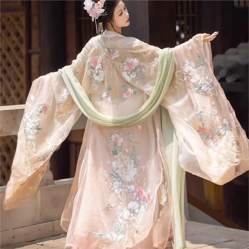 Women's Lotus Hidden Jade Hanfu Heavy Embroidery Gradient Big Sleeve Cheok Skirt Fairy