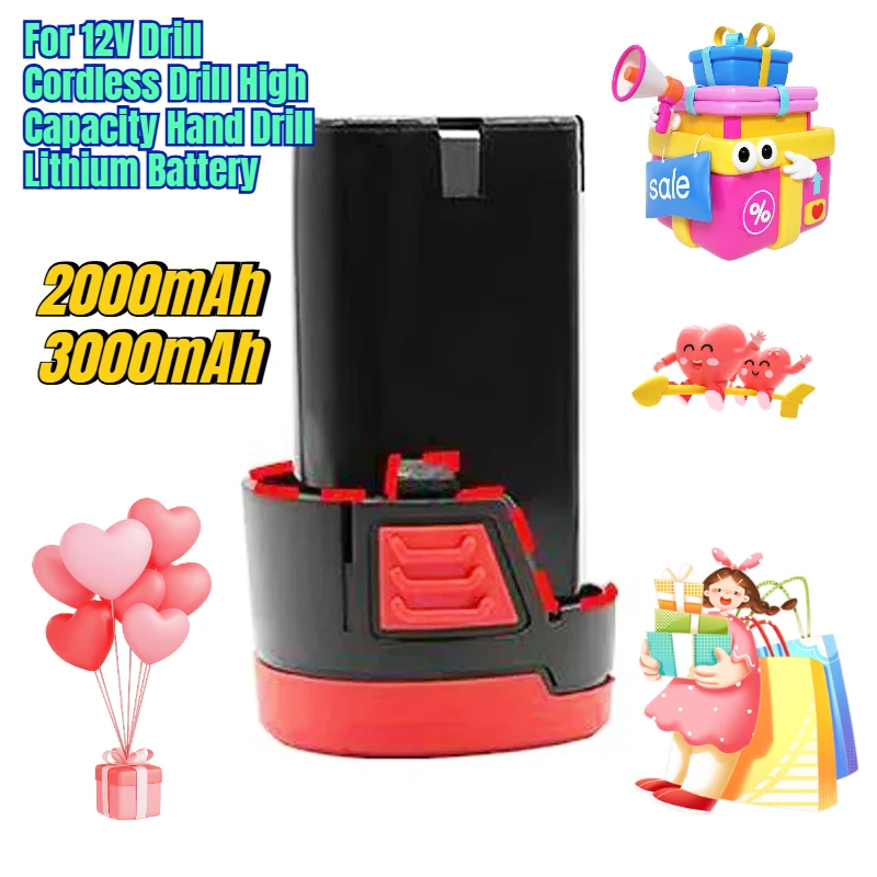 

2000mAh/3000mAh for 12V Drill Cordless Drill High Capacity Hand Drill Lithium Battery