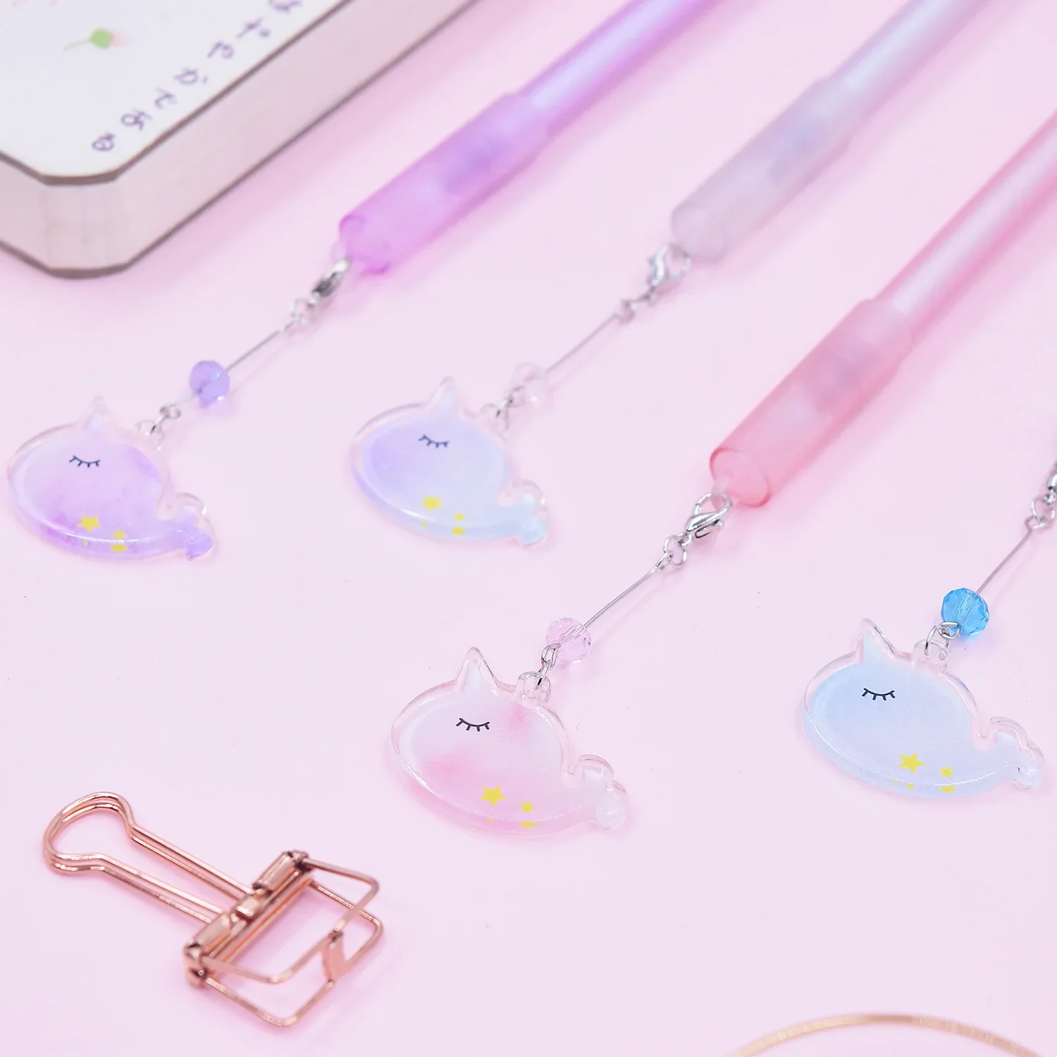 

24PCS Narwhal Acrylic Pendant Creative Kawaii School Supplies Stationery Gel Pens