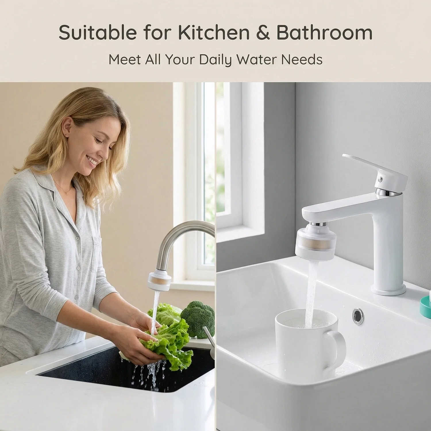 

Kitchen Faucet Water Softener Filter, Reduces Hard Water Spots & Scale Buildup, Chlorine Removal for Healthier Cooking Water
