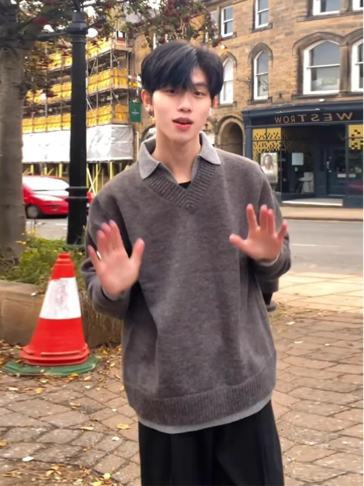 

Мужской вязаный свитер с V-образным вырезом, длинный рукав, для многослойных образов, осенне-зимний, модный, брендовый, Cleanfit, рубашка-куртка