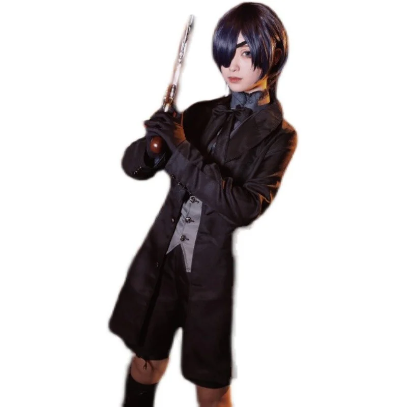 อะนิเมะบัตเลอร์สีดำ Ciel Phantomhive Cosplay เครื่องแต่งกาย Kuroshitsuji Ciel ชุดวิกผมฮาโลวีน Baju Karnaval สำหรับ Man ผู้หญิงหญิงสาว