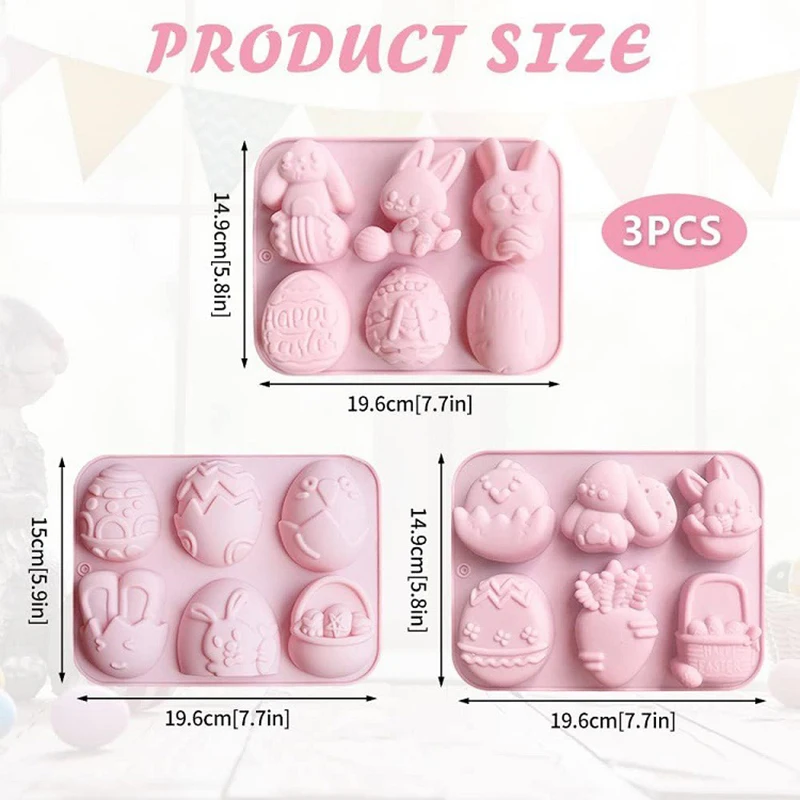 1pc 2024 Easter Bunny Silicone Mold 3D Egg Chocolate Mould Jelly Pudding Cute Rabbit Shape Easter Party Cake Decorating Tool