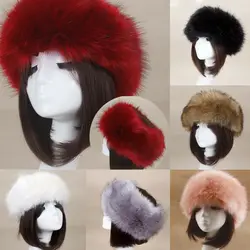 Zimowy gruby futrzany Hairband puszysty rosyjski Faux futro kobiety dziewczyna futro kapelusz opaska na głowę zima odkryty Earwarmer czapki narciarskie Hot