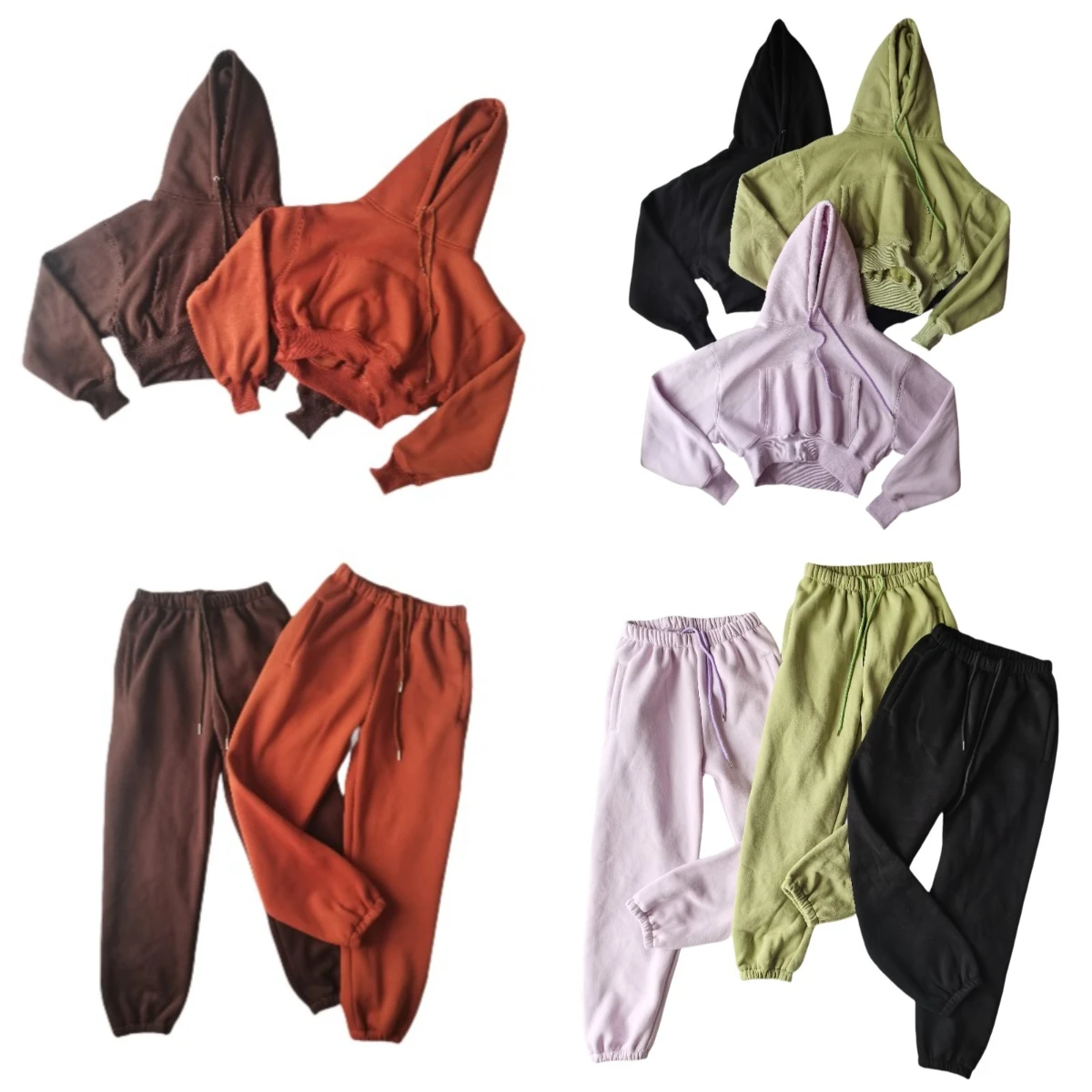Toptan Polar Hoodie Jogger Pantolon Eşofman Sonbahar Kış 2 Parça Set Eşofman Kadın Spor Kıyafeti Iki Parçalı Katı Rahat