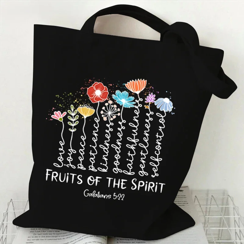 Canvas Tote Bag for Women Vintage Wildflower Handbag Harajuku Plant Flower Shopping Bags Bohemian Aesthetic Female Shoulder Bag