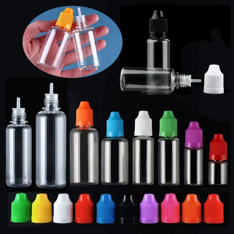 50Pcs 3/5/10/15/20/30/50/100/120ml Empty Refillable Clear PET Plastic Dropper Bottles Sample Bottle Vape E Liquid Drop Container