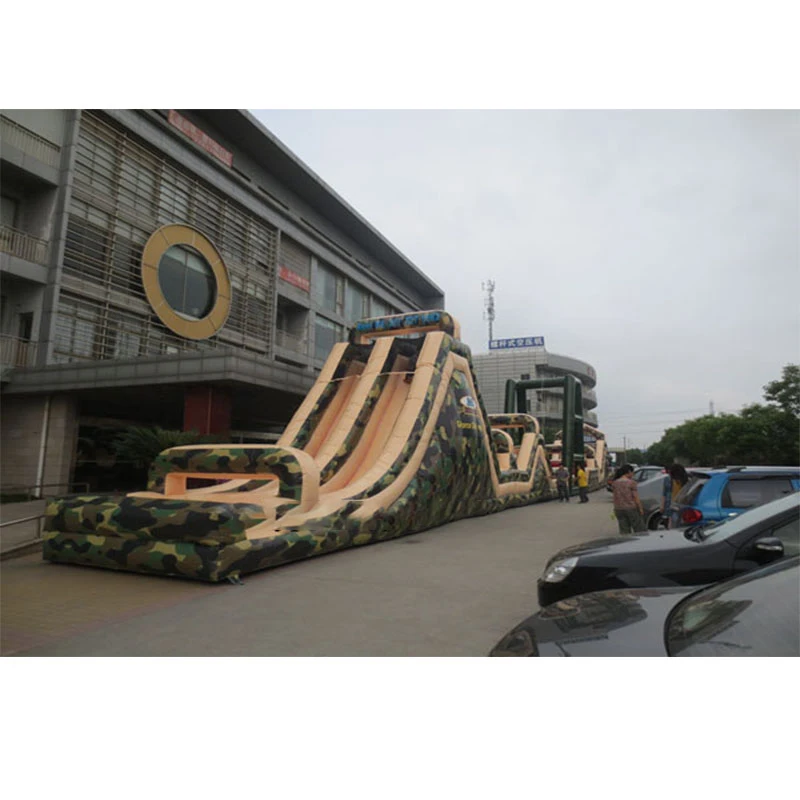 High Quality PVC Mesh Cloth Commercial Use Inflatable Camouflage Obstacle Course Inflatable Sports Game Slide Combos