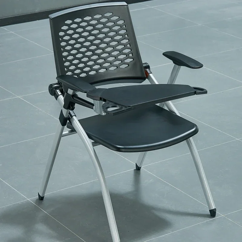 Folding chair with table, plastic office plastic, four-wheeled conference with wheels