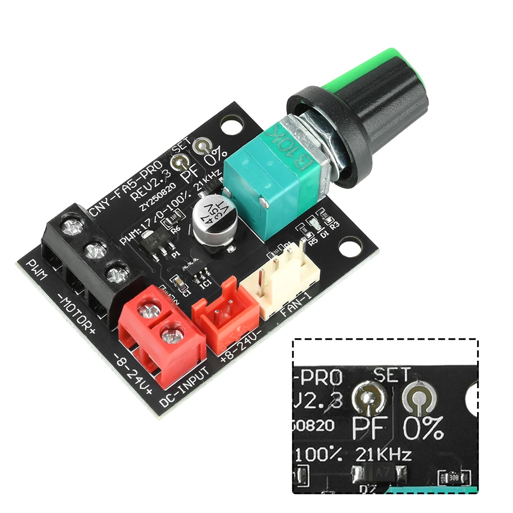 ترقية تيار مستمر 8-24 فولت 5A 4-سلك عالية الطاقة وحدة تحكم في سرعة المروحة لمحركات تيار مستمر بدون فرش PWM 0-100% 22 كيلو هرتز