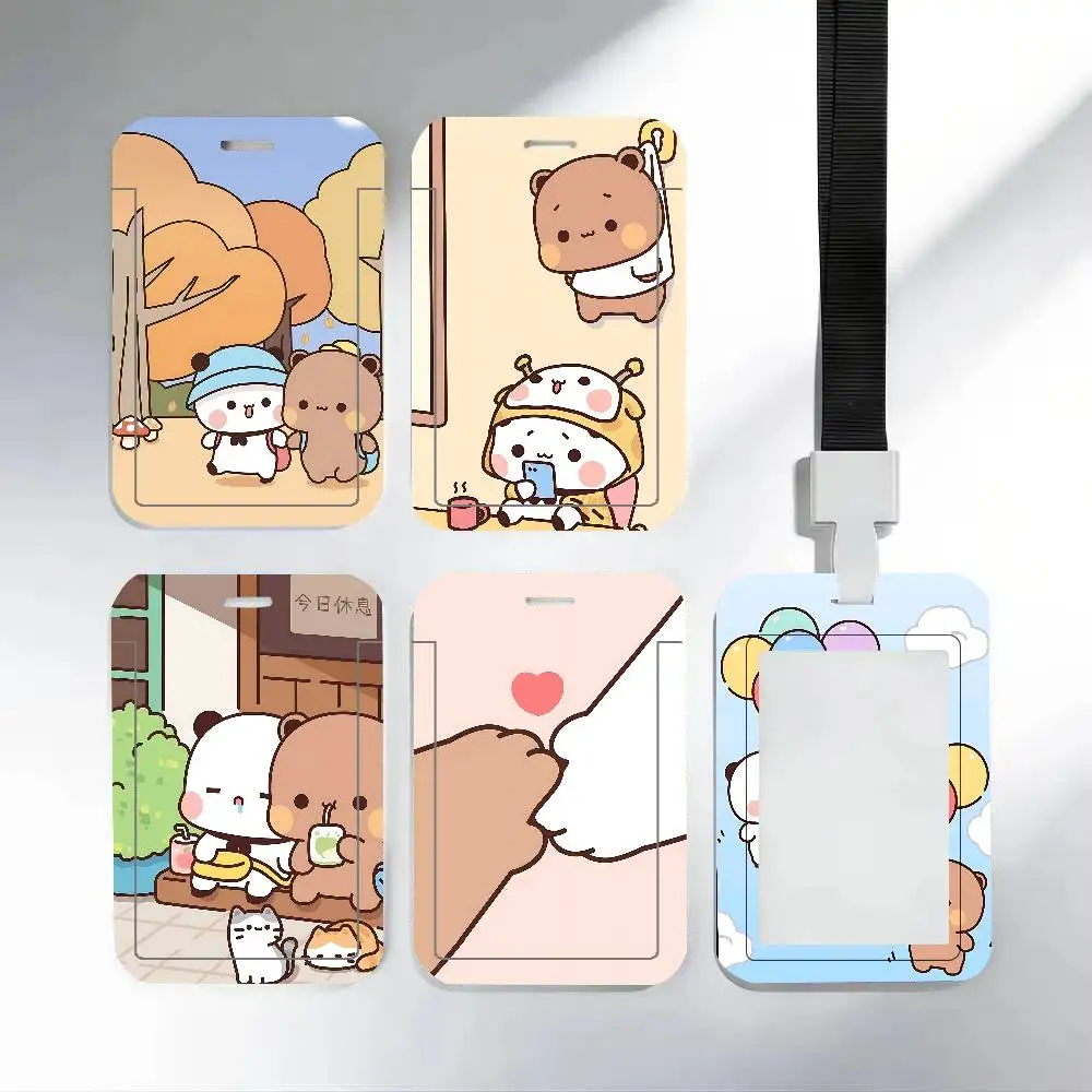 Cute DuDu BuBu ID Badge Holder Neck Strap Pendant Door Card Holders Lanyards Credential Holder, Durable PVC Material
