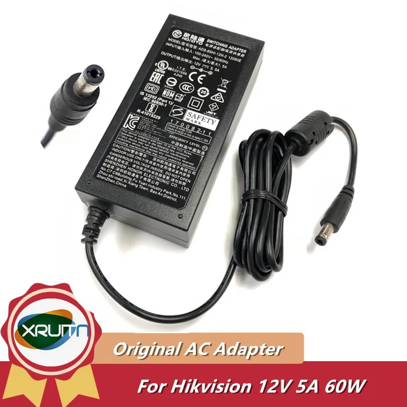 

Genuine HOIOTO ADS-65HI-12N-1 12060E 12V 5A 60W 5.5x2.1mm Switching Adapter Charger For Hikvision Video Recorder Power Supply