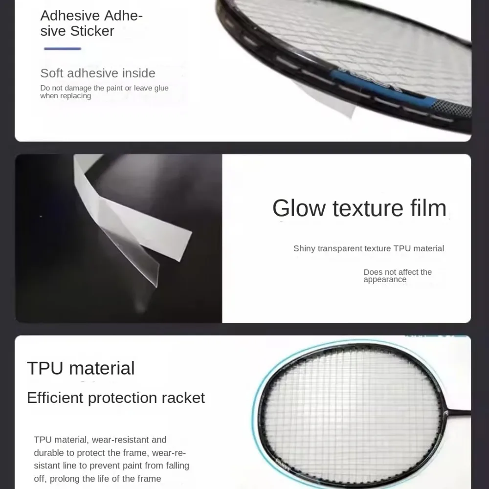 Transparent Racket Edge Tape Self Adhesive Invisible Racquets Protective Sticker Wear Resistant Anti Paint Off