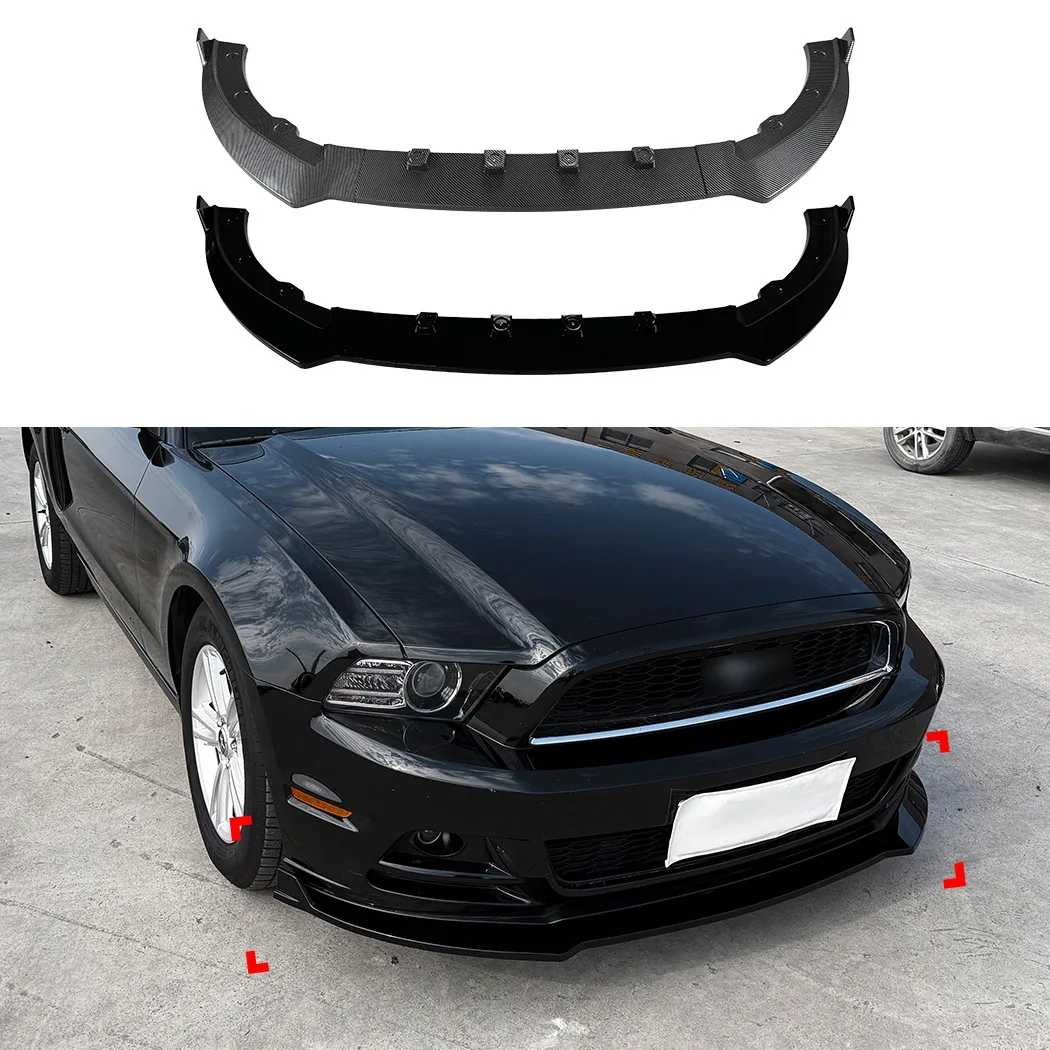 

For Ford Mustang MK5 2013-2014 Car Front Bumper Lip Chin Spoiler Splitter Black Carbon Body Kit Protection Guard Accessories