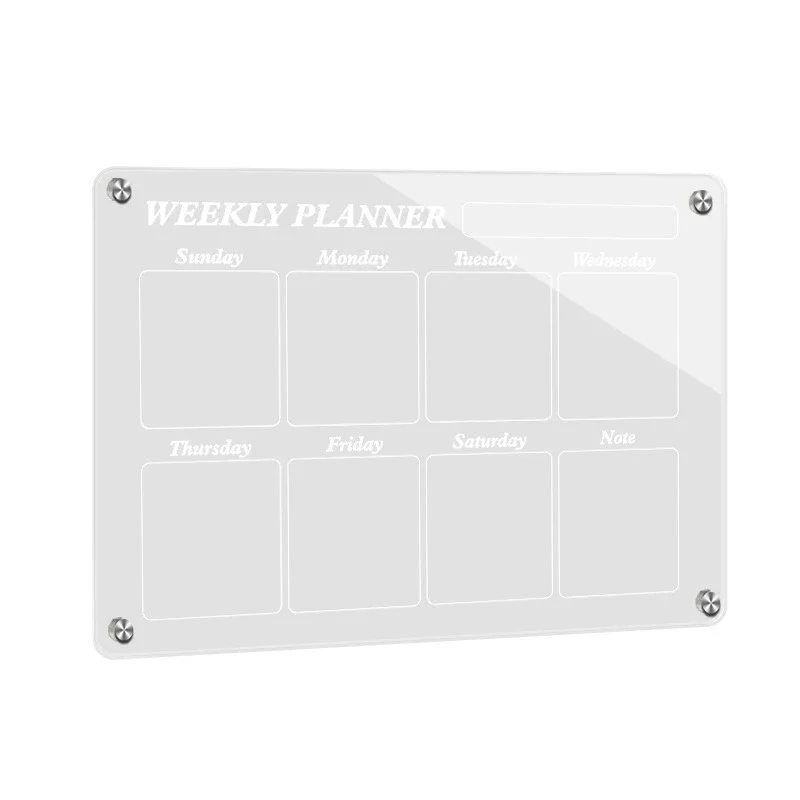 Acrylic transparent magnetic day board Cross-border refrigerator Daily meal plan planning table Message display stand