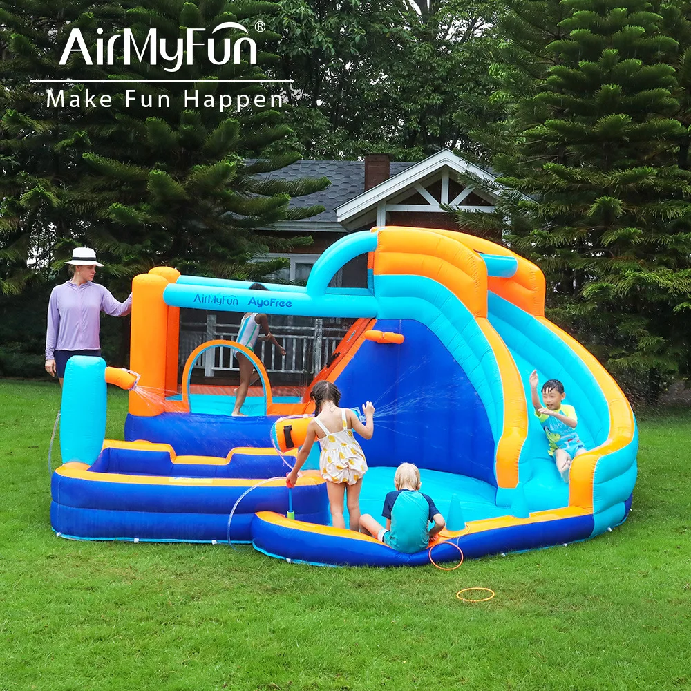 AMF Oxford inflatable bouncy castle water slide with blower bounce house with air blower for kids wedding birthday toys