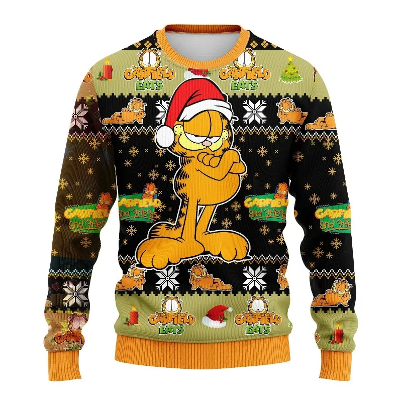 غارفيلد القبيح عيد الميلاد لطيف الكرتون الاطفال البلوز بنين بنات هوديي عطلة احتفالية الشتاء الطفل قمم عارضة الأسرة مطابقة