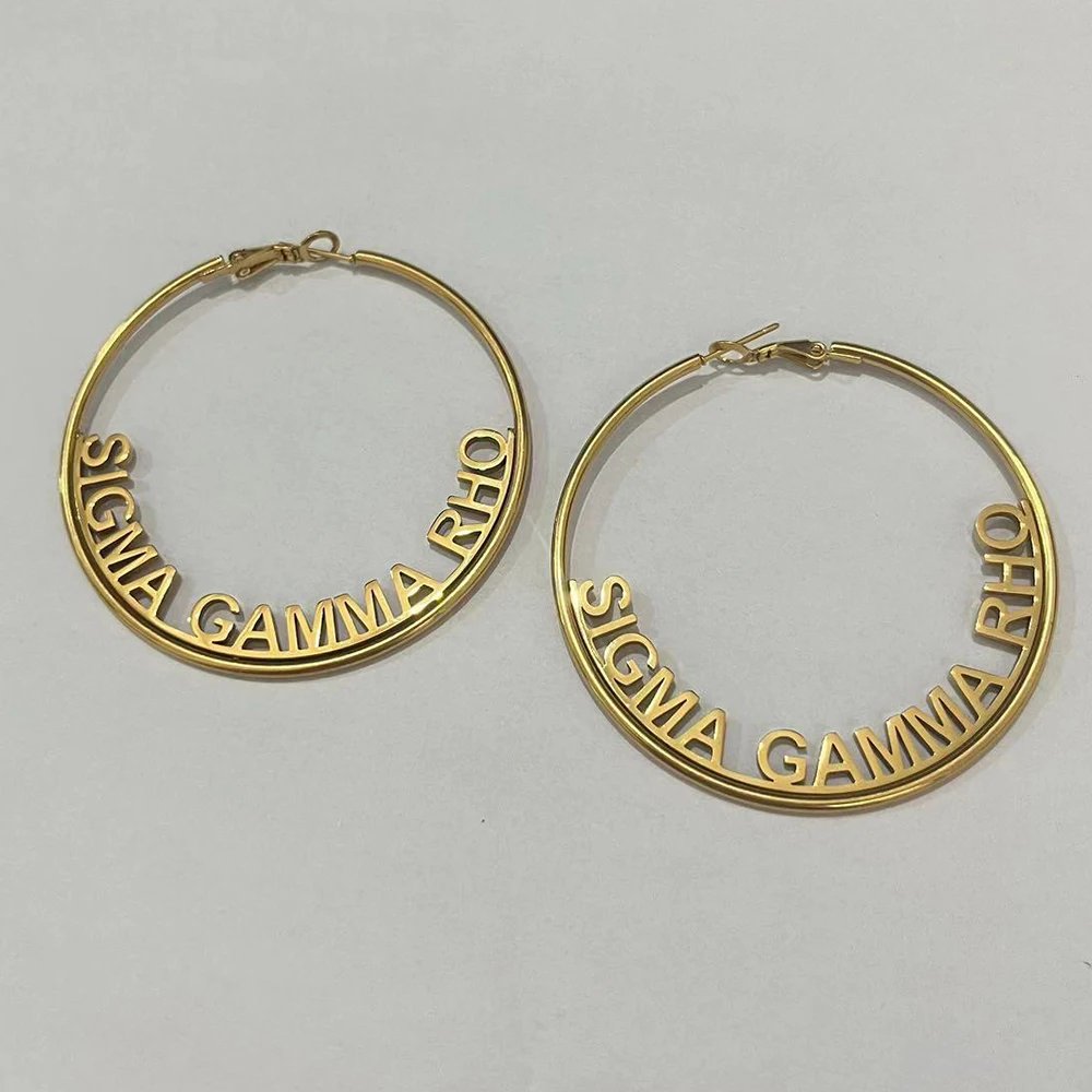 Sisters Greek organization logo Stainless steel round hollow earrings