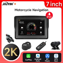 JIUYIN-Monitor inalámbrico para motocicleta, pantalla de 7 pulgadas, 2K, IPX8, CarPlay, Android, Airplay, BT, Wifi