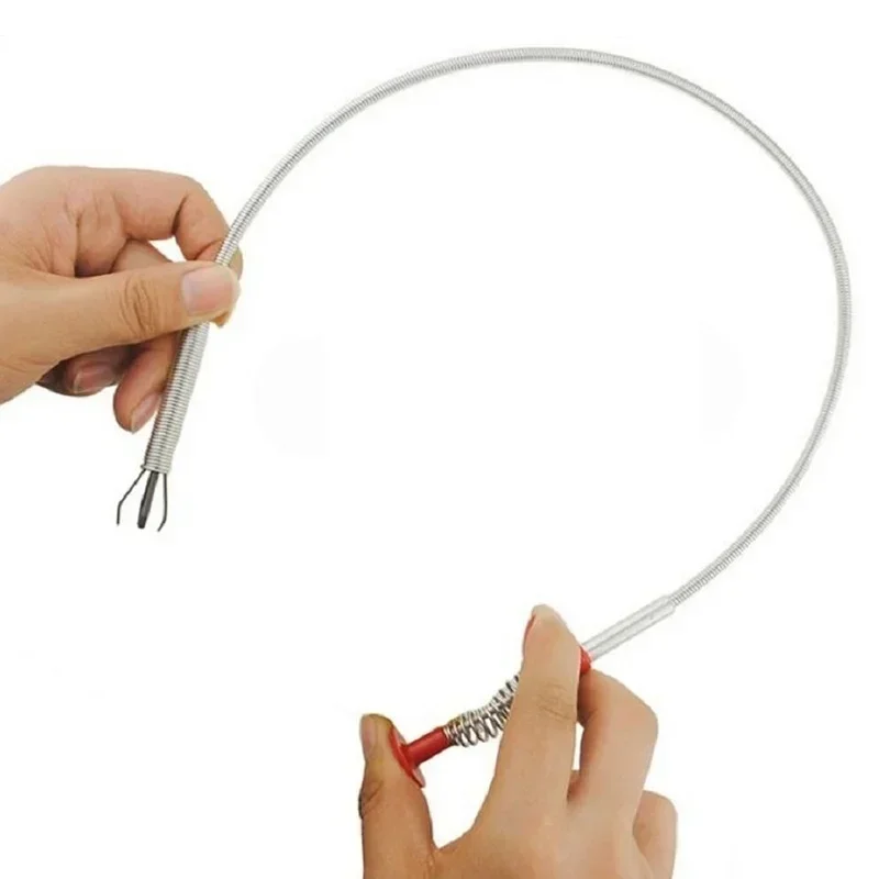 New Long Reach Flexible Hair Catcher Claw Screw Drain Sink Key Pick Up Tool Grabber Cleaner 60cm Home Kitchen Cleaning Tools