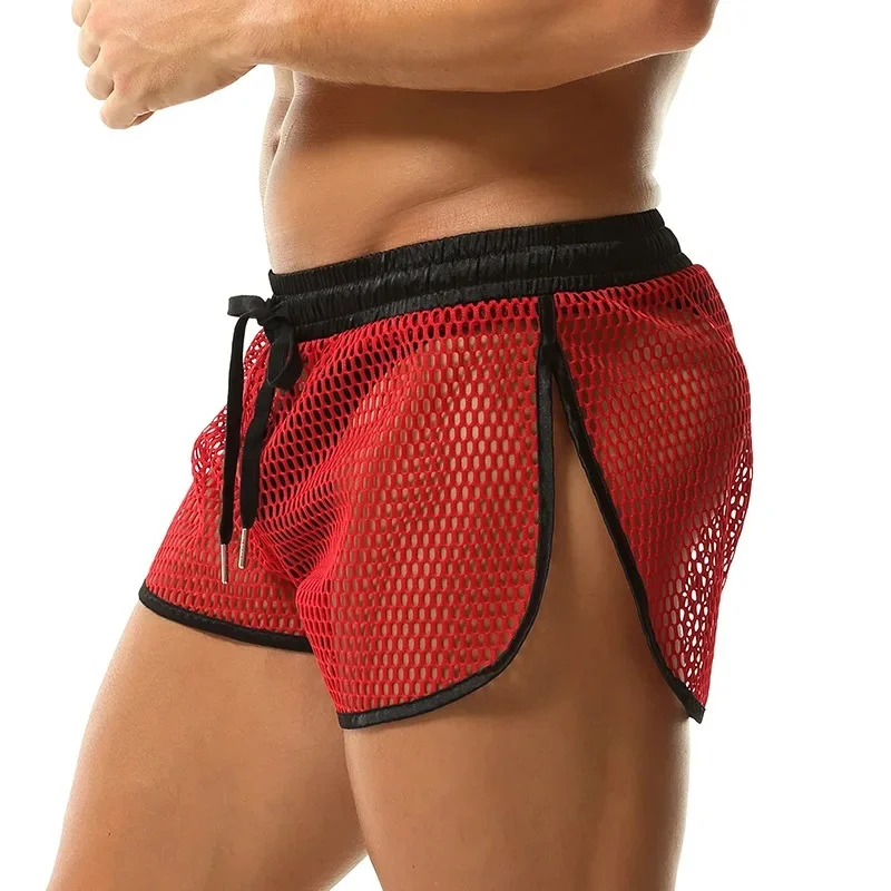 2026 Sexy Men Hollow Mesh Quick Dry Beach Shorts, Breathable Net Fabric Swimming Boardshorts for Beach Swimming Home Casual Wear