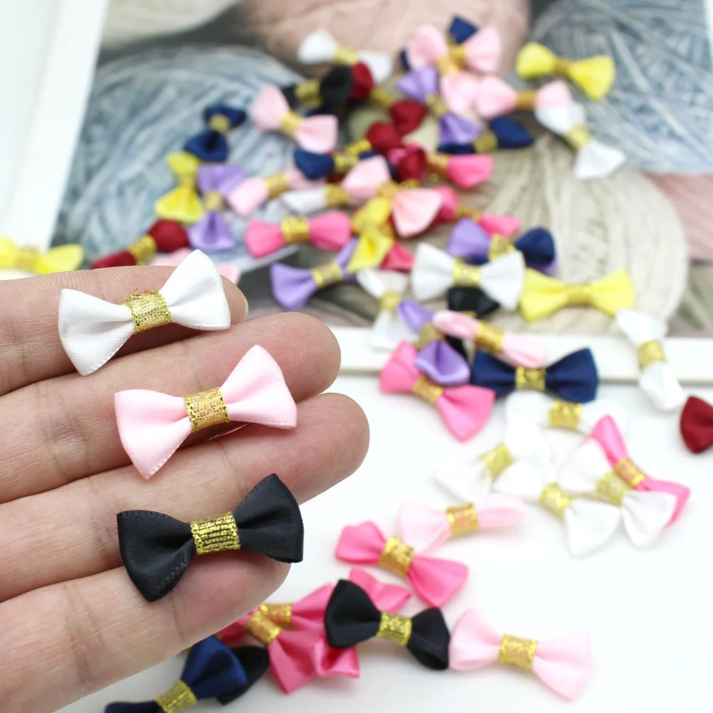 50 pcs/lot MIX Small Satin Ribbon Bows Craft bow Wedding Party Bowknot flower DIY process decoration