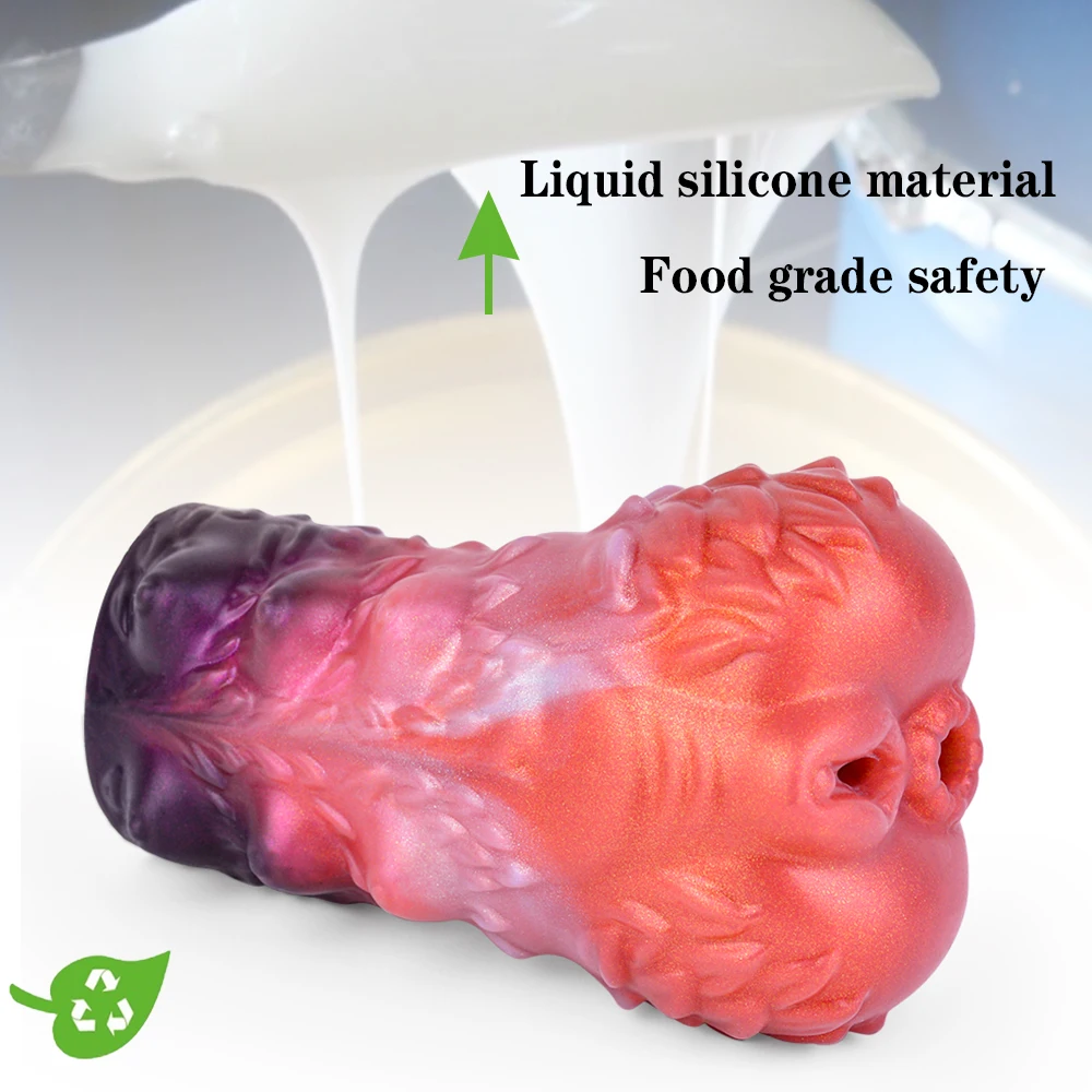 GEEBA Dual Channel Imitate Dog Pussy Masturbator Soft Silicone Male Masturbation Cup Realistic Vagina Penis Exerciser Sex Toys