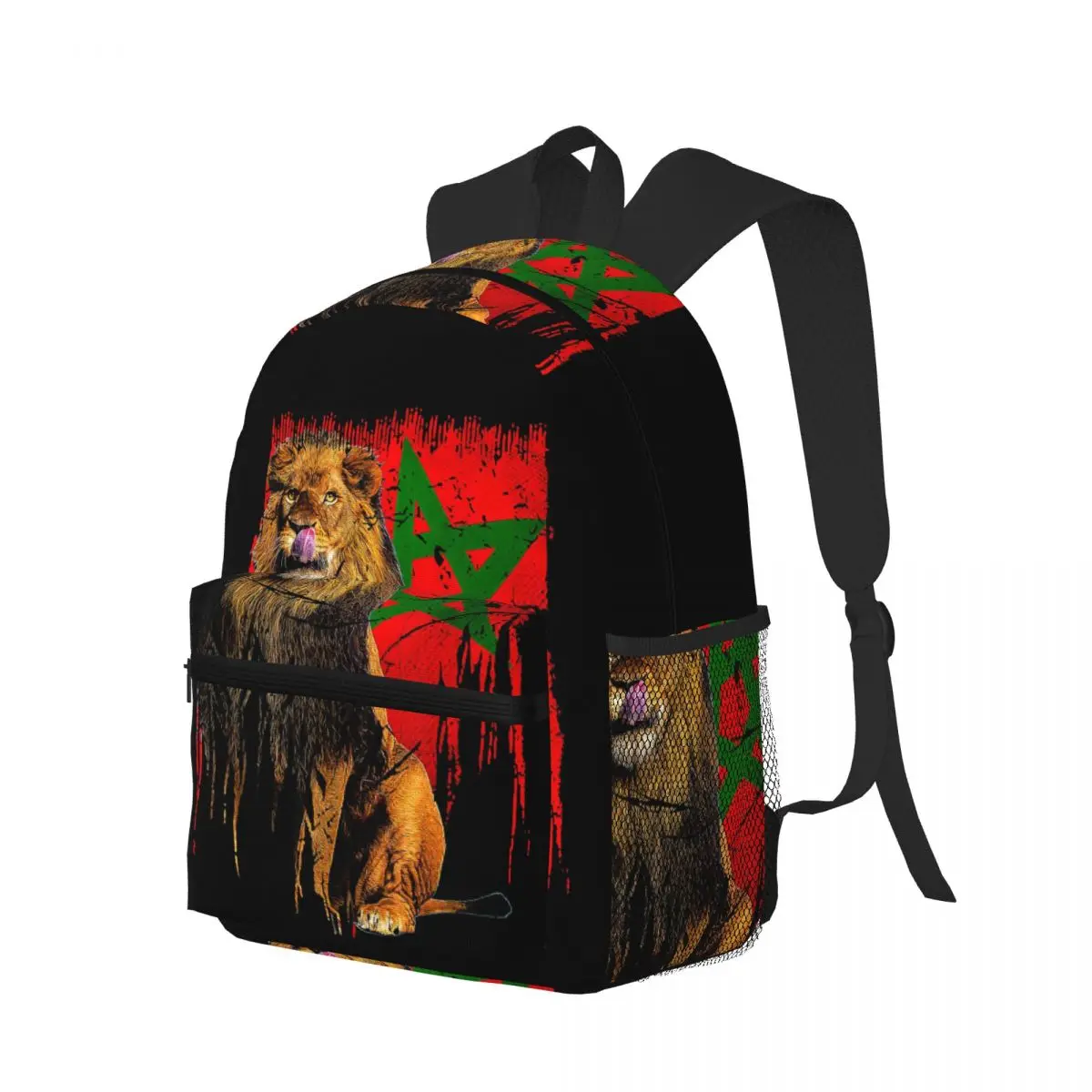 Morocco Proud Moroccan Heritage Lion Flag Kingdom Student Backpack School Bag Hiking Daypack for Men Women Bookbag Shoulder Bags