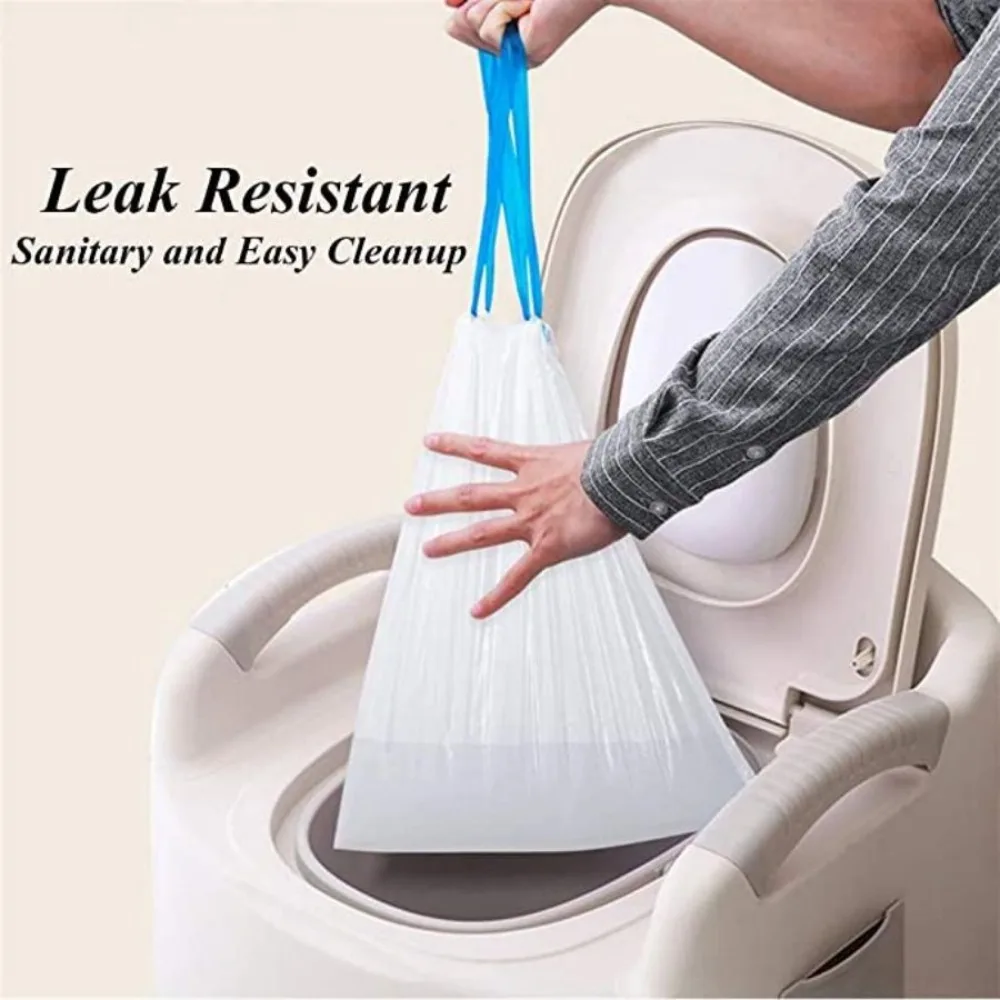 20/40Pcs Commode Liners with Absorbent Pad Odorless Disposable Bags Universal Drawstring Toilet Bag for Adults Garbage Bag