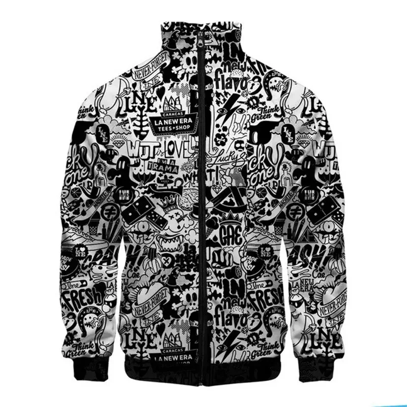 

Coats Graffiti sweatshirt 3d stand collar zipper jacket men/women long sleeve hoodies fashion harajuku cosplay costume