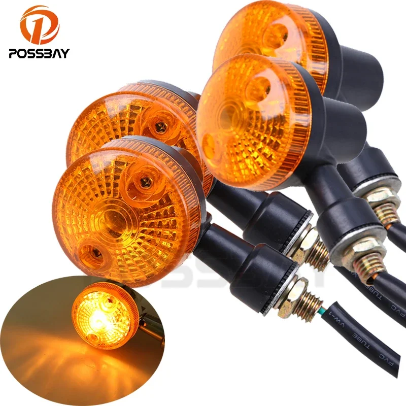 

POSSBAY 4PCS Motorcycle Turn Signal Lights Indicator Lamp Amber Flashers for Kawasaki Suzuki Harley Honda Cafe Racer カフェレーサー