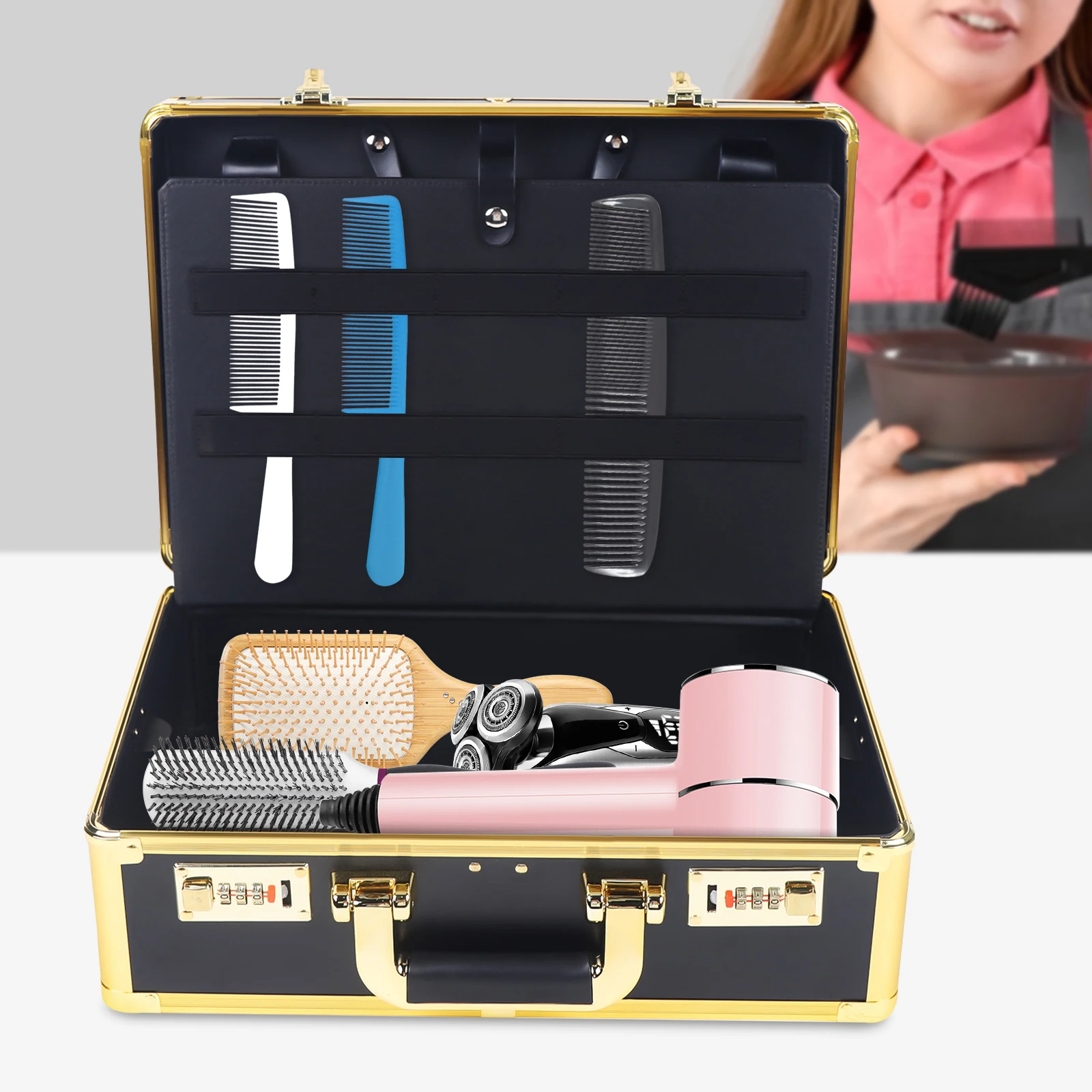 Password Lock Barber Stylist Portable Travel Carrying Storage Organizer Case Box