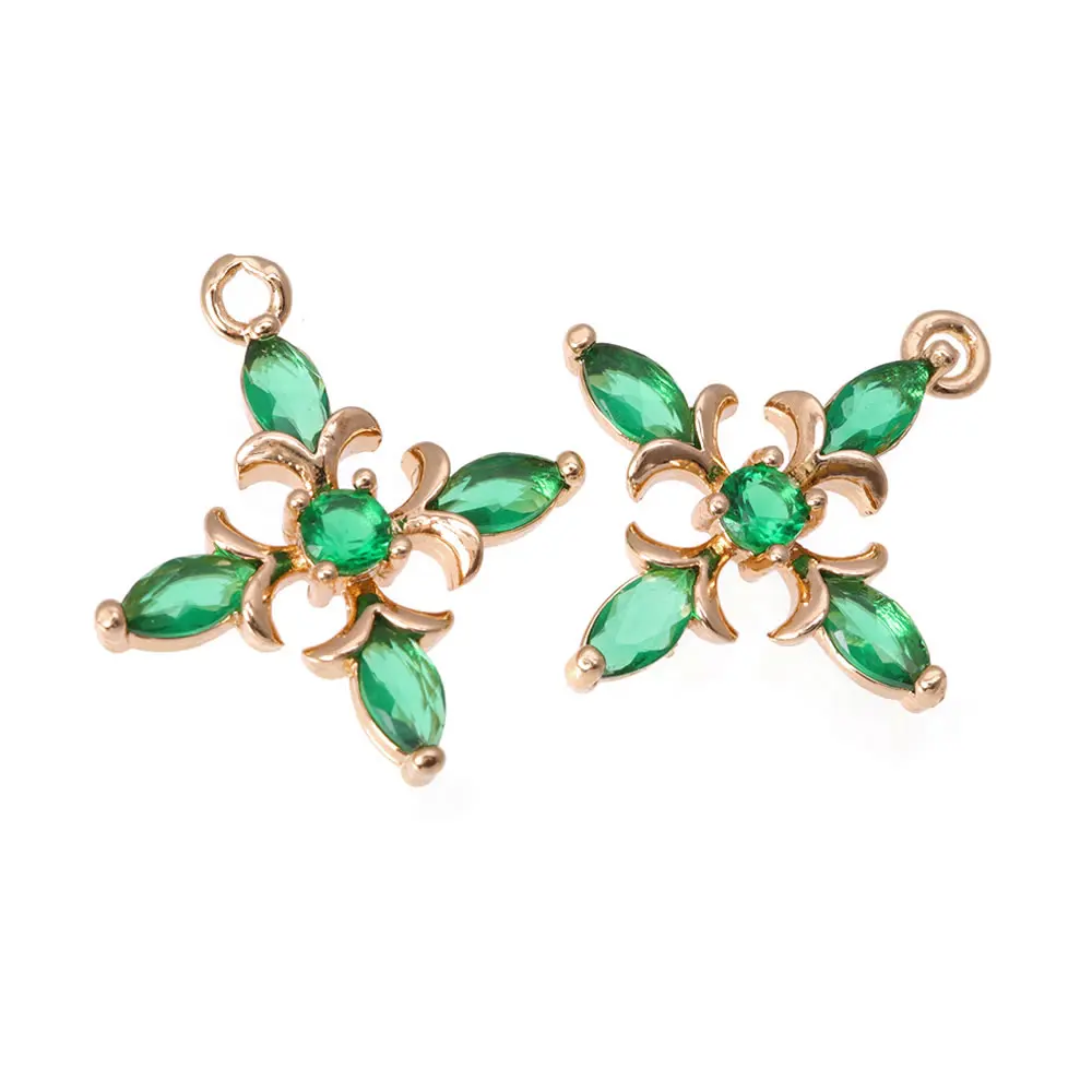 6 قطعة 18K الذهب اللون النحاس والزركون الصليب Charms المعلقات عالية الجودة عقد دي اي واي أقراط حُليات المجوهرات صنع الملحقات