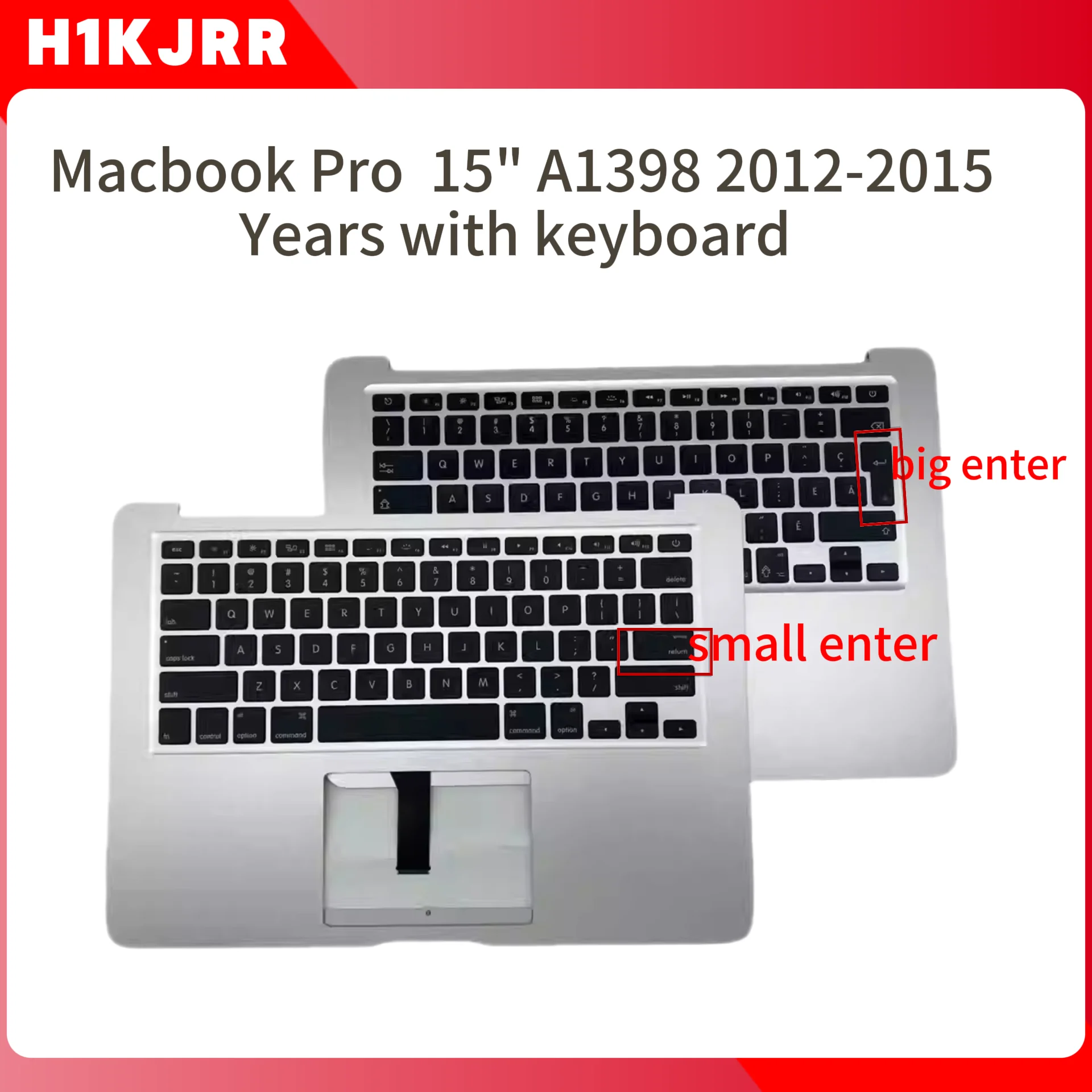 

Original 98% new15" A1398 Silver 2012-2015 Top Case Palmrest UK US Russian Keyboard Part for MacBook pro C case for A1398