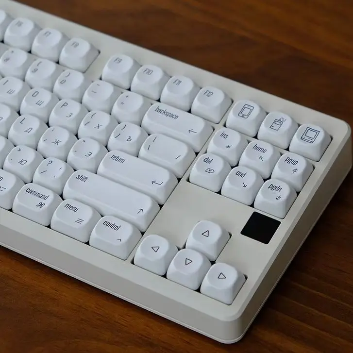 

Simple Mac Style Keycaps Korean/Russian/English Layout Apple Retro Theme White Keycaps Koa Pbt Keycap