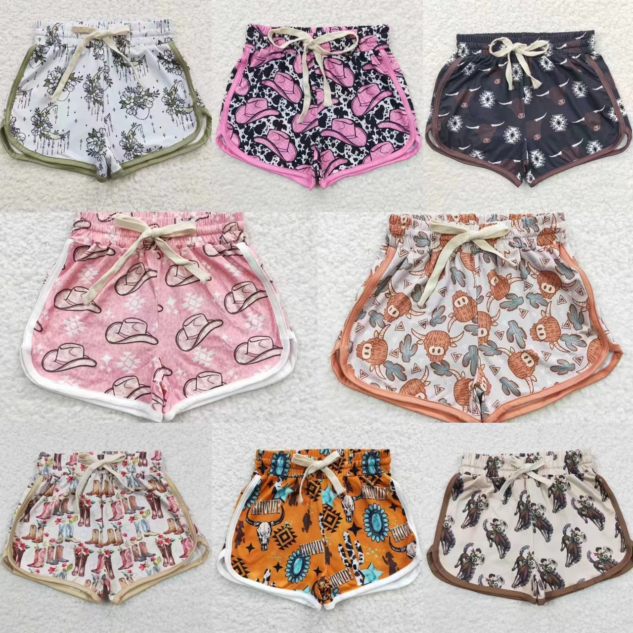 

Wholesale Baby Girl Summer Clothing Elastic Waist Shorts Kids Boutique Children Toddler Western Clothes