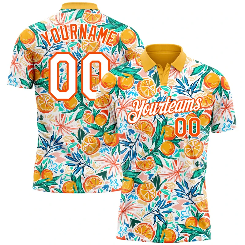 Fashion Tropical Plants Graphic Polo Shirts For Men Custom Name Team Name Number 3D Printed Team Uniforms Loose Breathable Tops