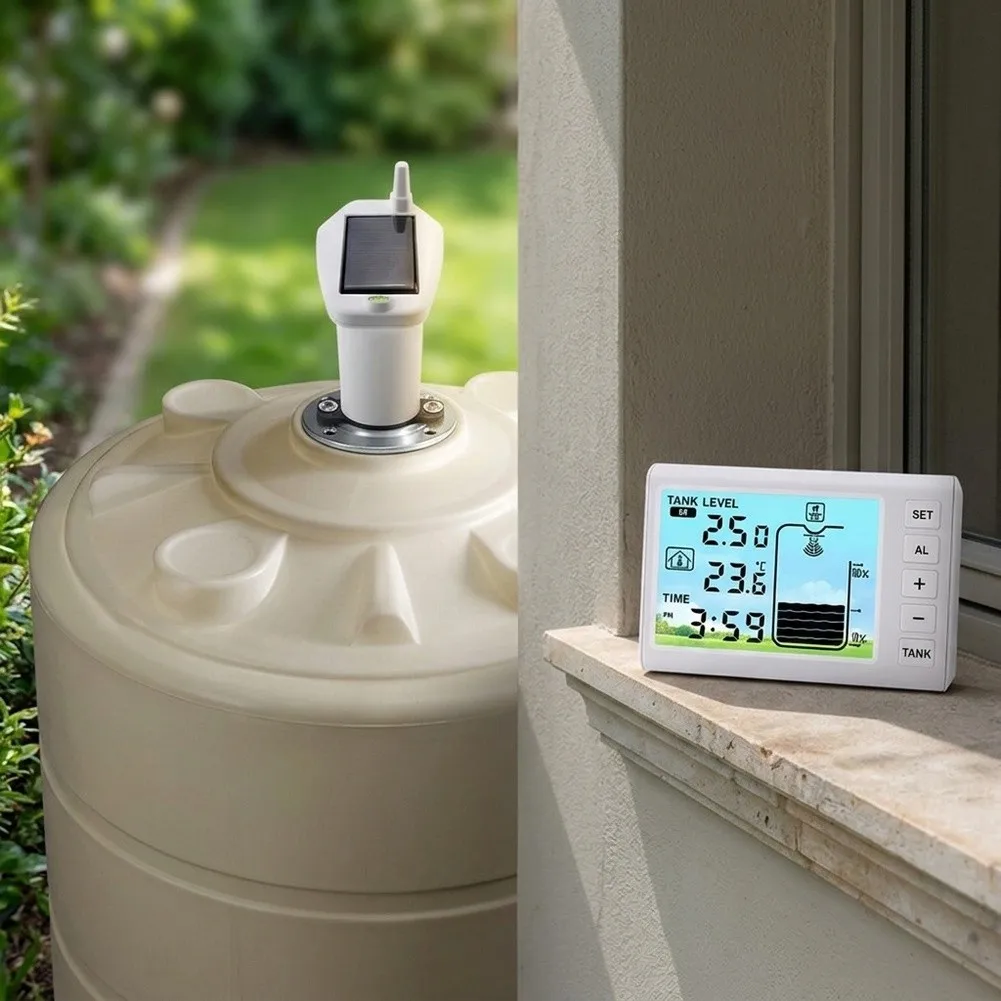 Backlight On for Solar Charging Backlight On Digital Water Level Gauge Solar Charging Digital Water Level Gauge