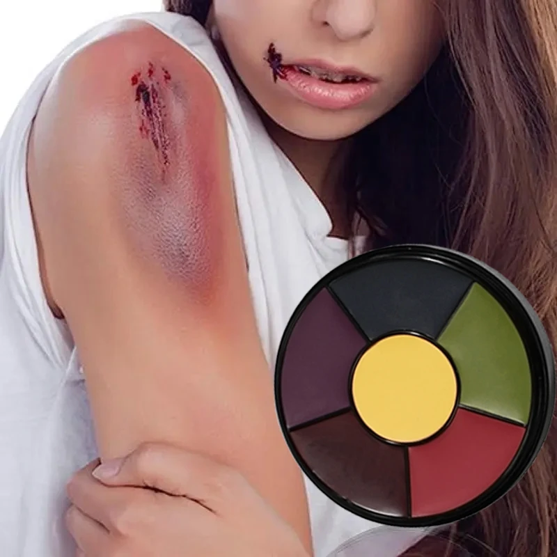 6-Color Bruise Wheel Makeup Kit - Realistic SFX Zombie Makeup with Vibrant Face and Body Paint, Perfect for Halloween Costumes