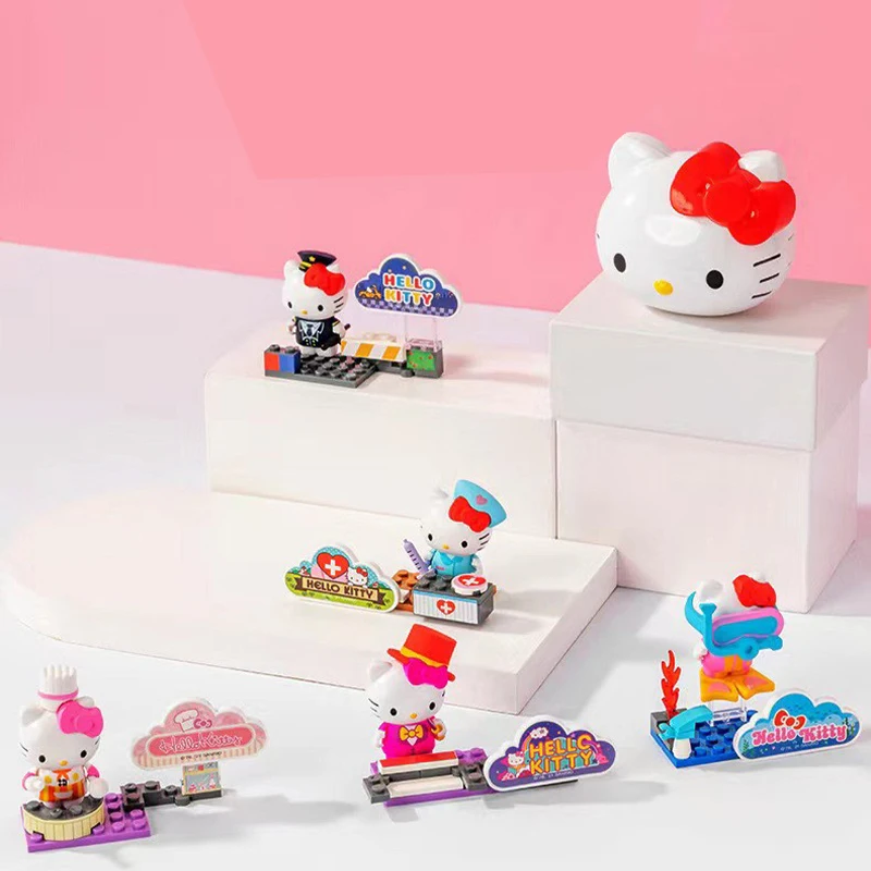 

HelloKitty Character Assembly Figurine Cartoon Cat Head Table Decoration Ornament Children's Birthday Gift Toy