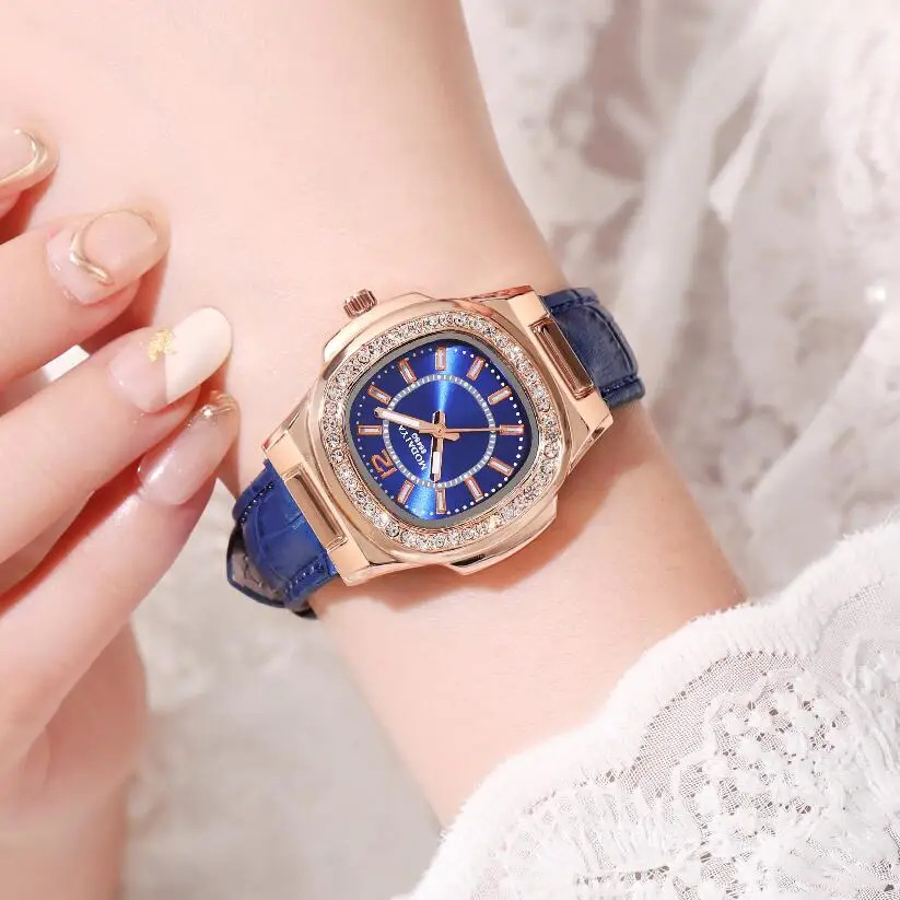2022 Mới Dây Da Đầm Đồng Hồ Dành Cho Nữ Nữ Đen Cao Cấp Thương Hiệu Kim Cương Giả Đồng Hồ Đeo Tay Đồng Hồ Relogio Feminino Frete Gratis