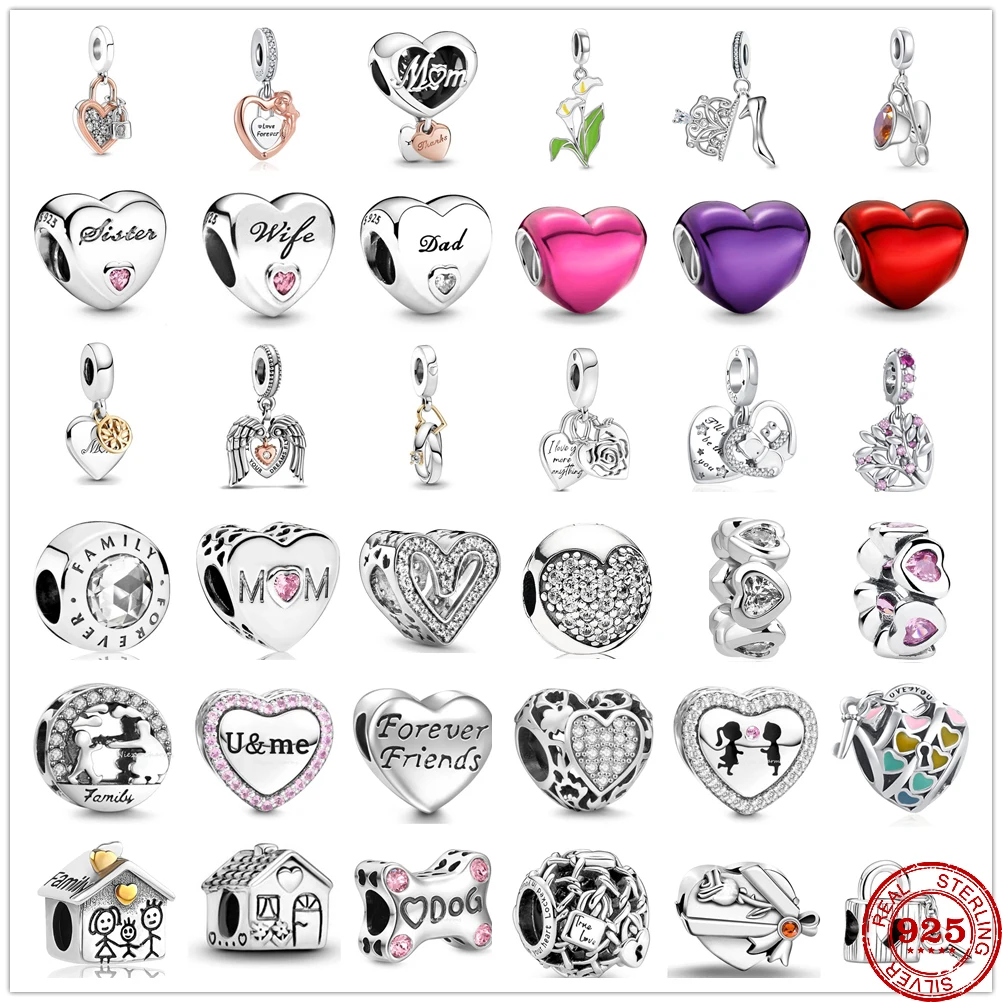 

New 925 Sterling Silver LOVE Forever Family Dream Catcher Pandora Bead Charms Fit Original Charm Bracelets Women DIY Jewelry