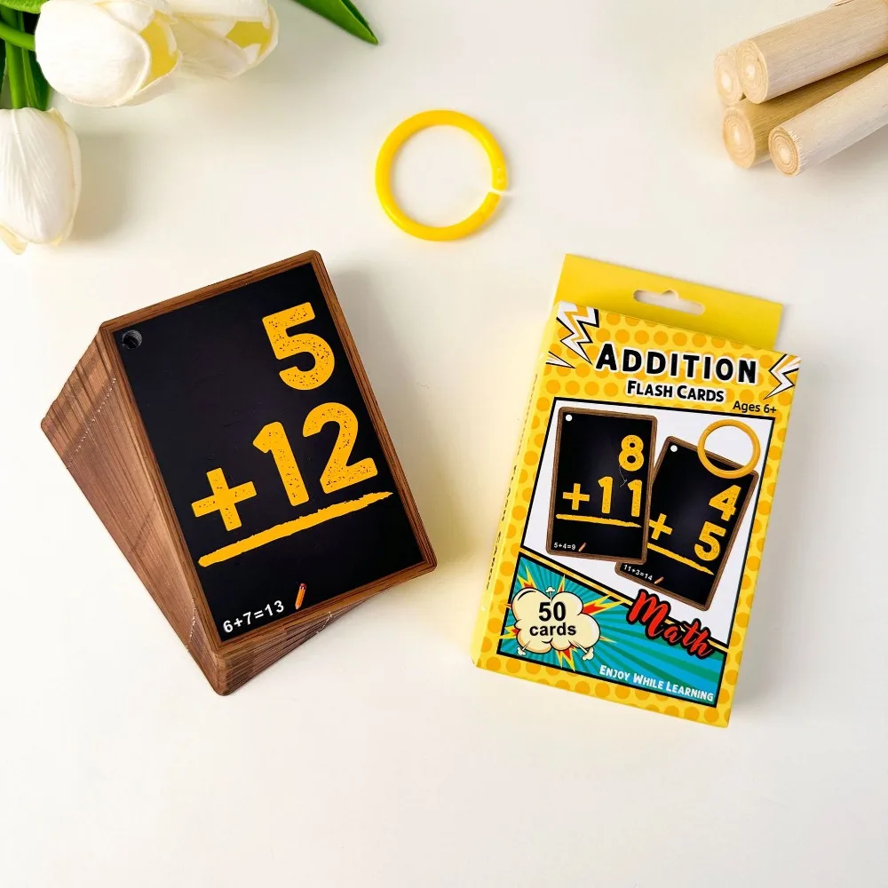 50pcs/set Early Education Children Arithmetic Cards Multiplication Division Paper Math Flash Cards Thinking Exercises