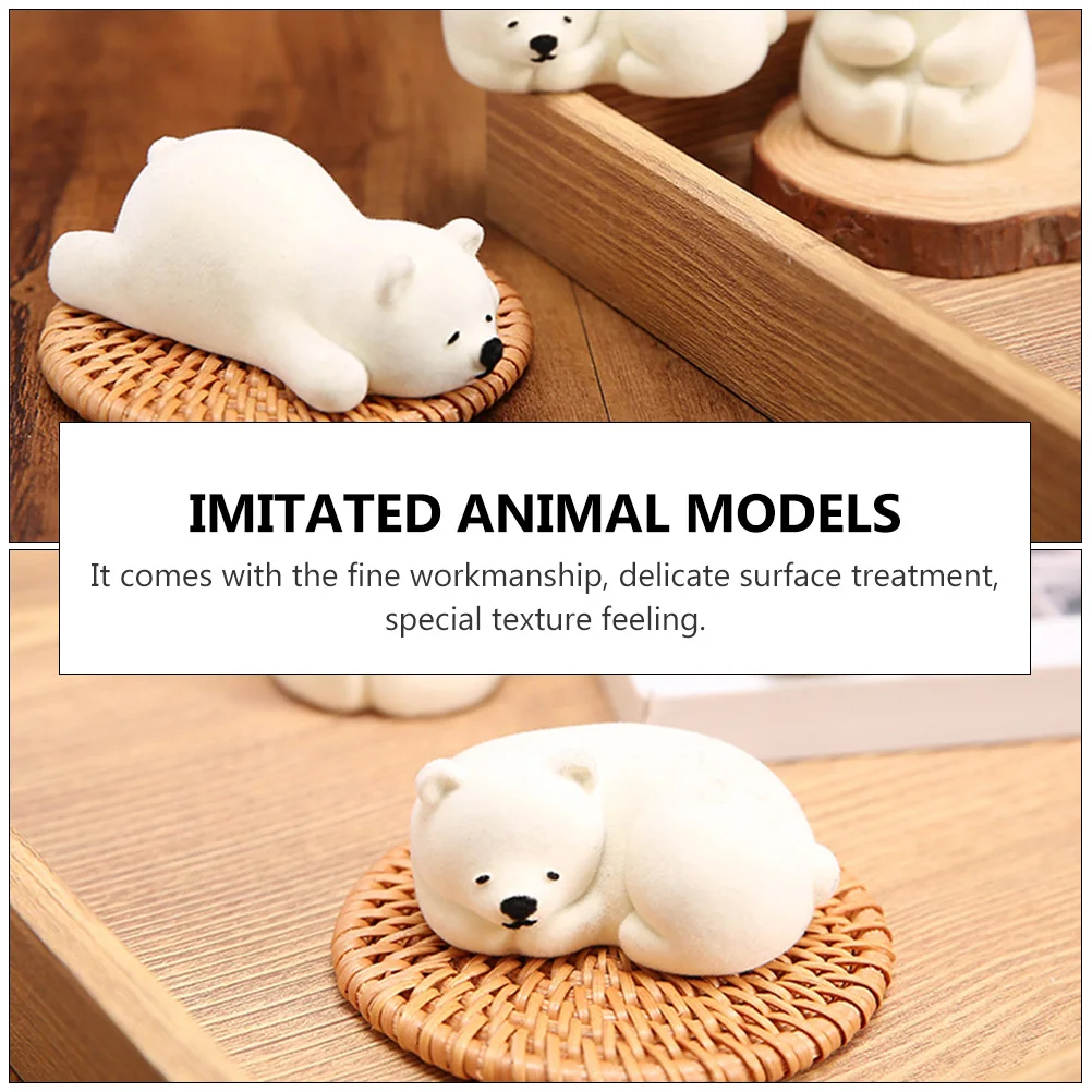 

3pcs Polar Bear Figurines Household Animal Statues Desktop Decorative Models Home Office Car Decoration Simulated Polar Bear