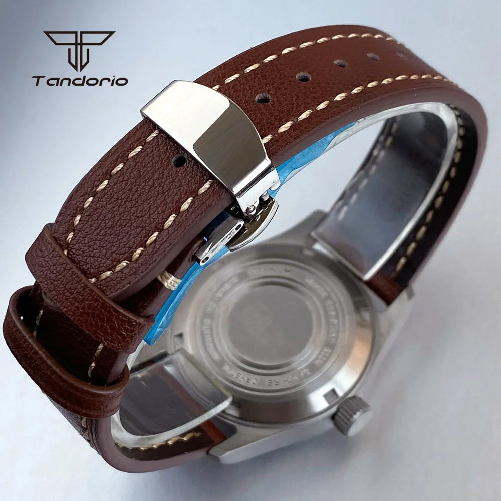 Tandorio 36mm Pilot Mechanical NH34 Diver Titanium Automatic GMT Watch Date Sapphire Ultralight Men's Wristwatch Green Lume