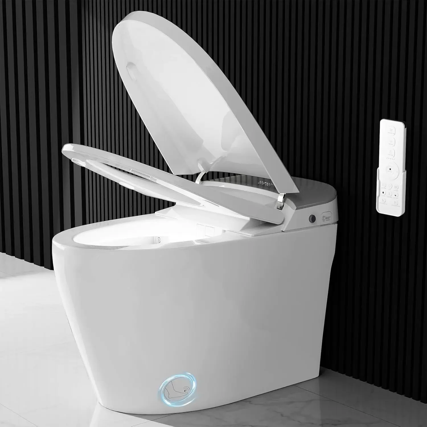 Pump-Assisted Smart Bidet Toilet Foot Sensor Control Heated Seat Warm Water Washing Air Dryer Digital Display Bathroom Fixture