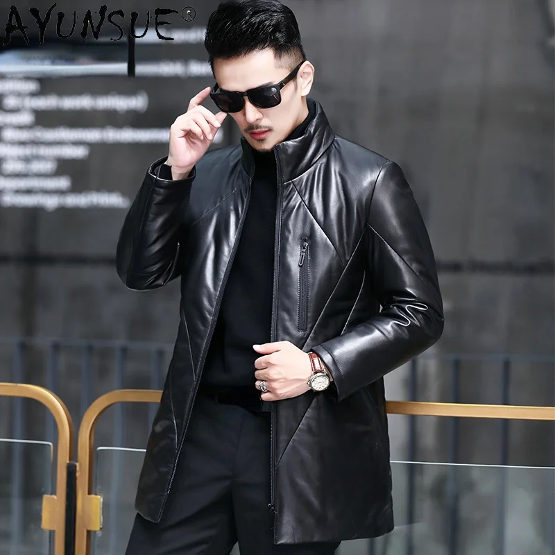 Winter 100% Sheepskin Leather Jacket Men Warm Genuine Coat Male Slim Korean Jackets Jaqueta Masculina SQQ744