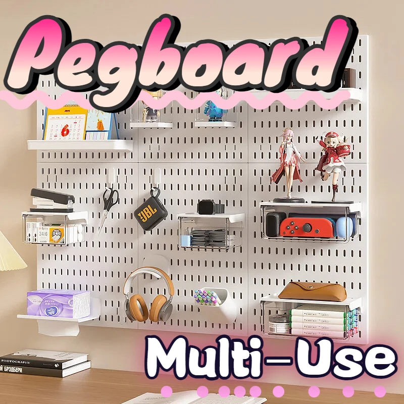 Customizable Pegboard Wall Organizer DIY Modular Storage Panel for Home Office Kitchen Bathroom