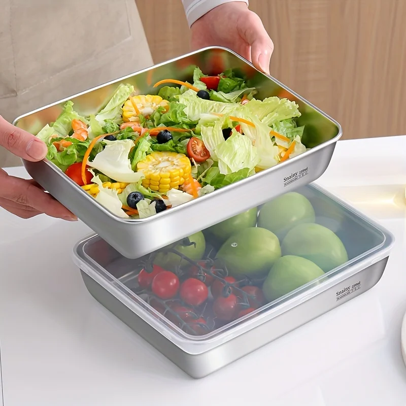 3-teiliges Lebensmittel-Aufbewahrungsbehälter-Set aus Edelstahl – luftdichte, BPA-freie Küchenorganisatoren für Kühlschrank/Pantry/Trockenwaren – Detail 5