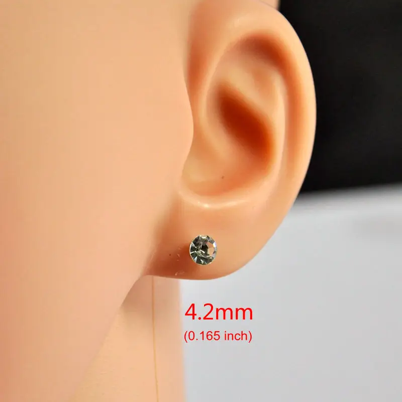 36 Pairs One Card 4mm - 6mm Crystal Zirconia 316L Stainless Steel Stud Earring for Women Fashion Jewelry Display Boards No.285